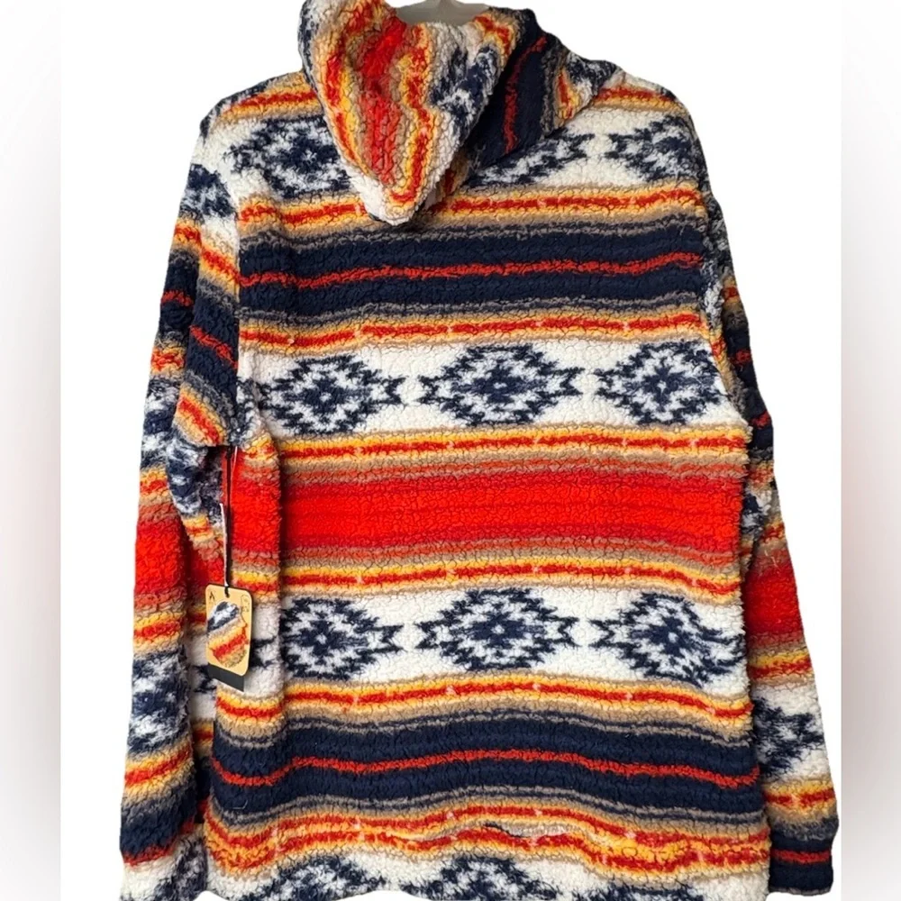 New Brooklyn Cloth Fuzzy Aztec Sz:XL Southwestern Colorful Pullover Soft Hoodie